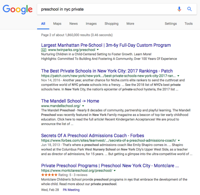 aggregateRating Structured Data on a Childcare Website in SERPs
