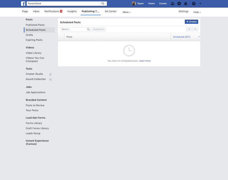 Step 2 for Scheduling a Post on Facebook
