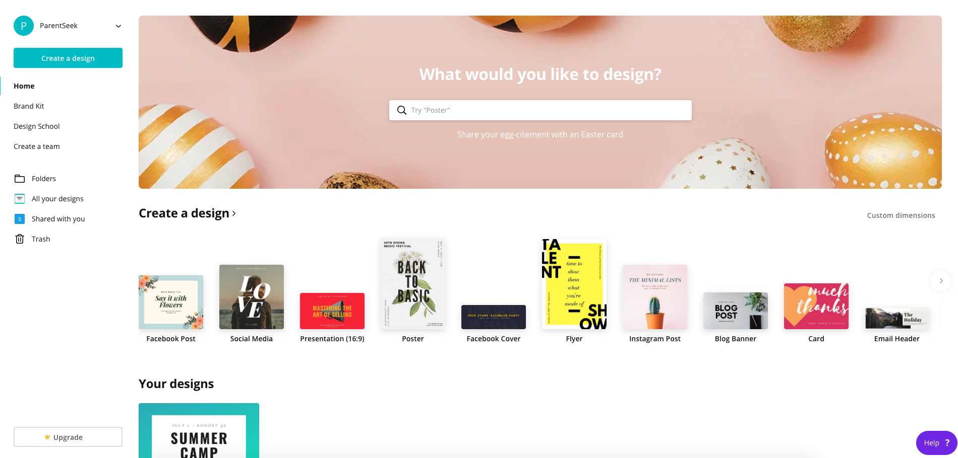 Canva user interface