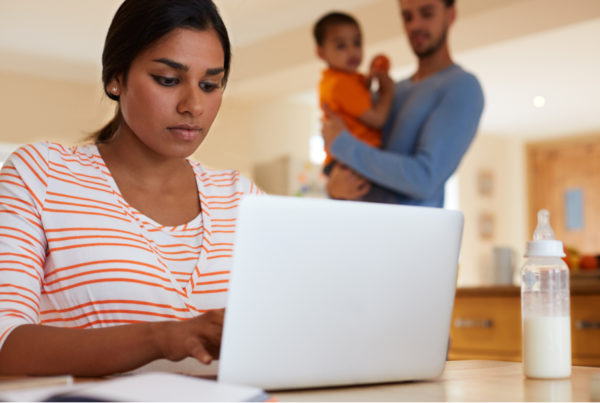 Mom using laptop to check email