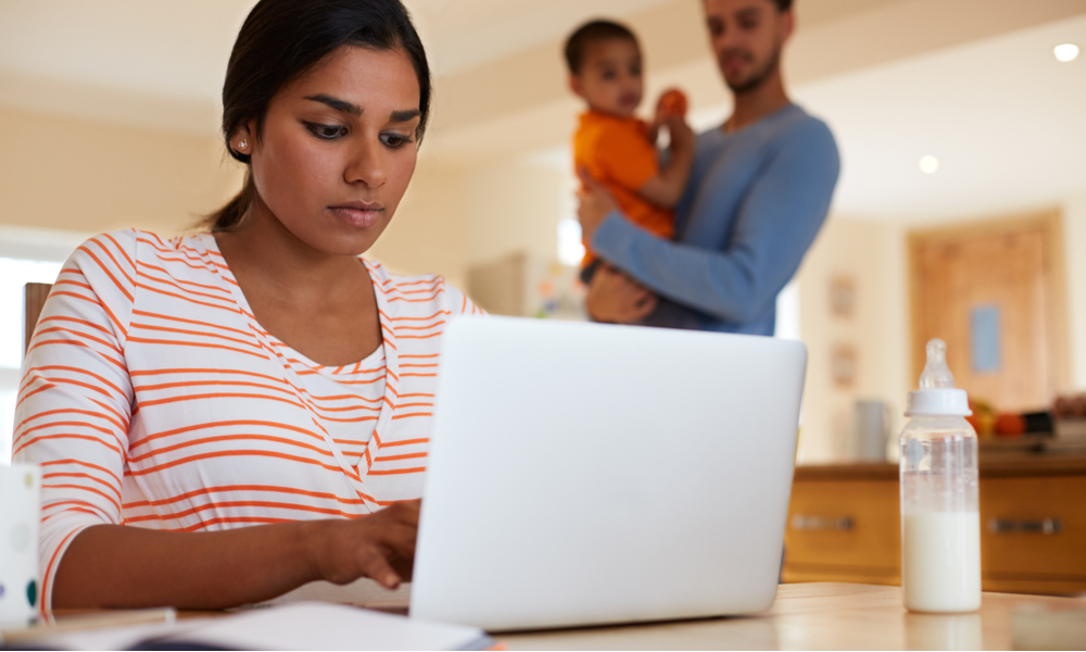 Mom using laptop to check email