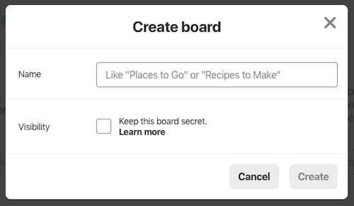 Create a Pinterest board