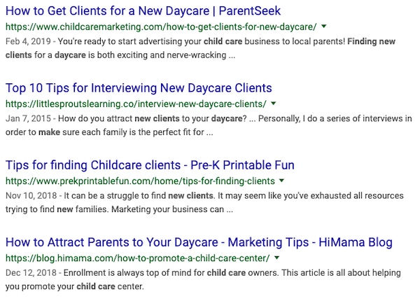 ParentSeek's title and meta stand out in the SERP with date