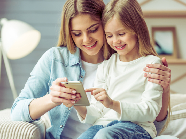 Mom on phone with daughter