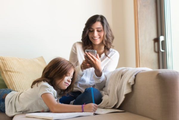 Mother on smartphone