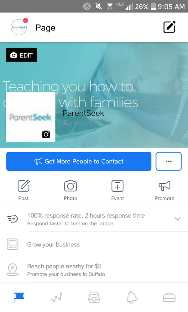 Facebook business profile page screenshot