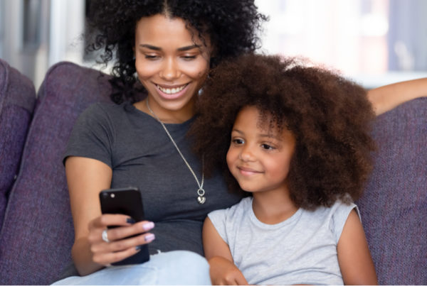 Mother and daughter on phone