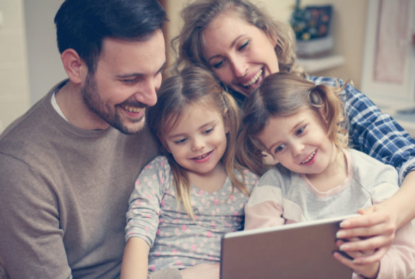 Family on tablet