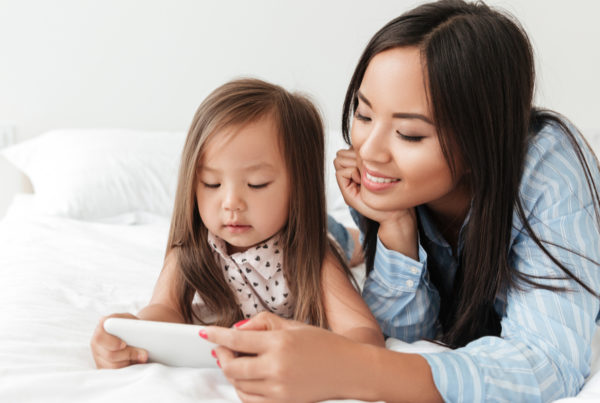 Mother and daughter on phone