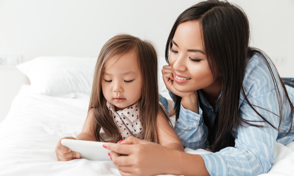 Mother and daughter on phone