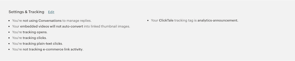Mailchimp Settings and Tracking