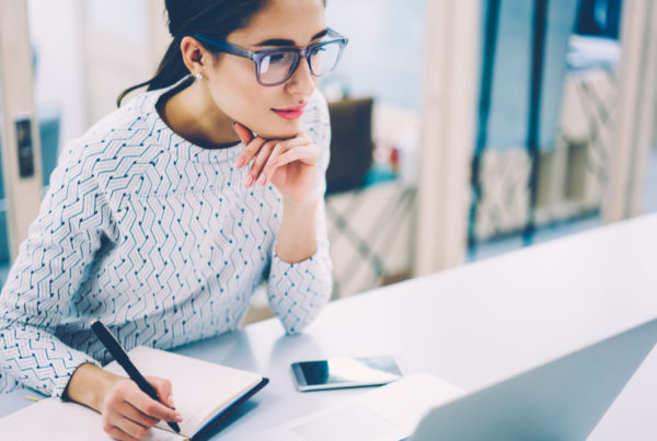 Woman working on laptop