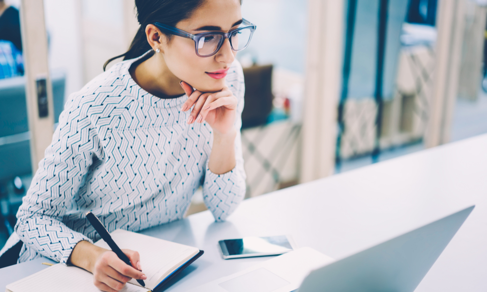 Woman working on laptop