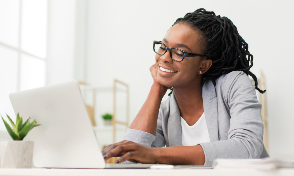 Woman working on laptop