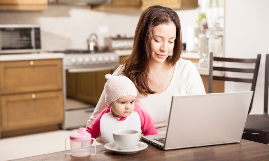 mom on computer