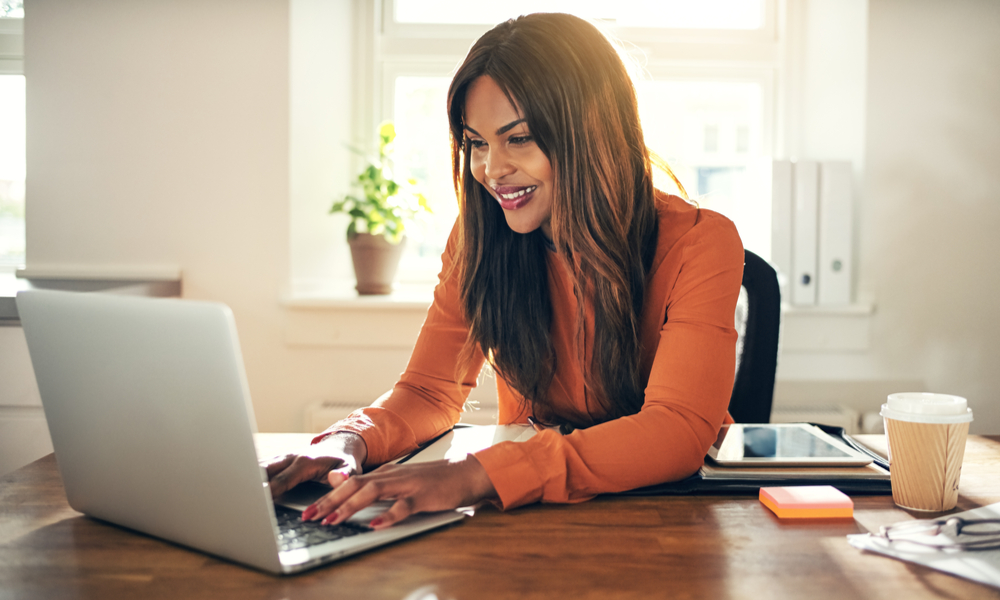 woman writing press release