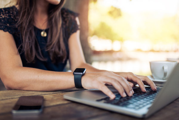 Woman working on laptop