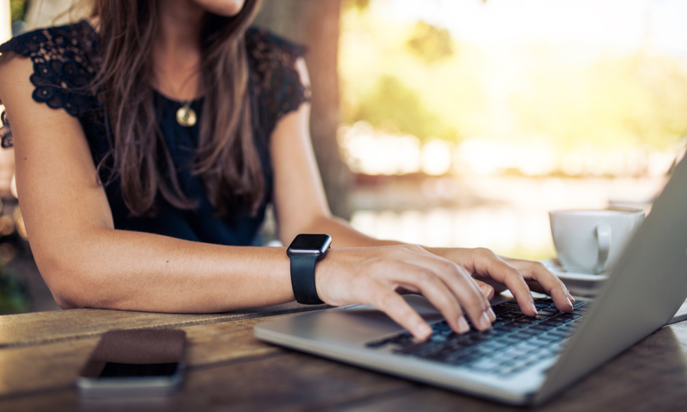 Woman working on laptop